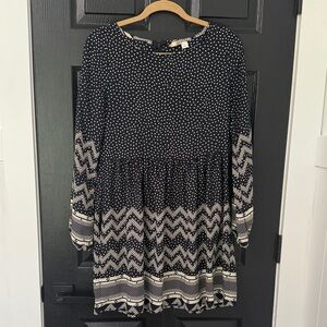 Francesca’s Black and White Polka Dot and Chevron Dress